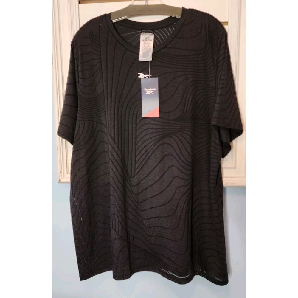 Reebok Women's Burnout T-Shirt‎ Black Size 2X Training Tee Speedwick NEW